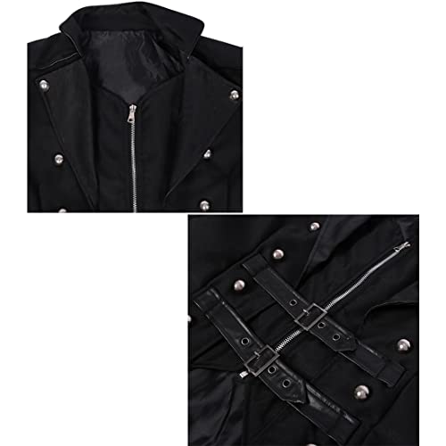 Medieval Costumes Steampunk Long Trench Coat Gothic Victorian Vintage Tailcoat Jacket Mens Double Breasted Zipper Coat
