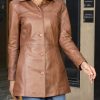 Casual Car Coat Lambskin Leather Jacket Women – ¾ Length Blazer Overcoat Style Leather Long Coat Women