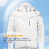 Men's Packable Waterproof Running Rain Coats Reflective Cycling Jacket Windbreaker With Removable Hood