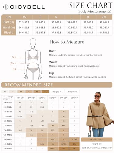 Womens Batwing Sleeve Poncho Pea Coats Oversized Belted Trendy Casual Stand Collar Cloak Cape Coats