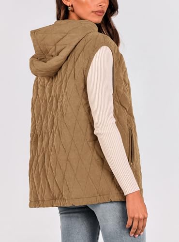 Women's 2025 Fall Spring Vest Casual Sleeveless Hooded Zip Up Jacket Trendy Winter Coat Outerwear