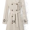 Women's Double Breasted Waterproof Trench Coat Classic Lapel Overcoat with Belt