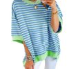 Womens Tops Casual Short Sleeve Sweatshirt Crewneck Striped Shirt Pullover T Shirts Loose Blouses