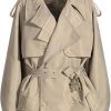 Women's Trench Coat Lapel Long Sleeve Lace Up Button Front Jacket Solid Color Fashion Chic Outerwear