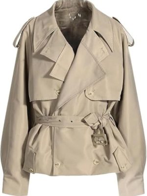 Women's Trench Coat Lapel Long Sleeve Lace Up Button Front Jacket Solid Color Fashion Chic Outerwear