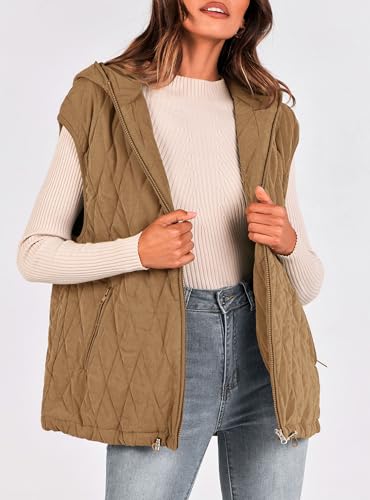 Women's 2025 Fall Spring Vest Casual Sleeveless Hooded Zip Up Jacket Trendy Winter Coat Outerwear