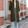 Women's Oversized Trench Coat Single Breasted Windproof Overcoat Classic Button Down Long Jacket