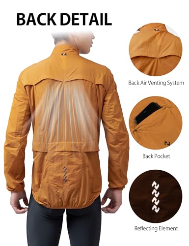 Cycling Jacket for Men Women Windbreaker Lightweight Packable Breathable Cycling Bike Jacket with Reflective Strips