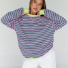 Oversized Sweatshirt for Women 2025 Fall Crewneck Striped Long Sleeve Shirts Hoodies Cute Top Y2K Outfits