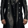 Men's Faux Leather Long Trench Coat Full Length Windproof Overcoat Fashion Vintage Open Front Cardigan Jacket