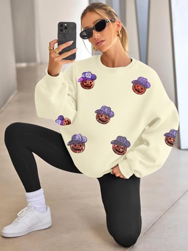 Halloween Sweatshirts for Women Sequin Ghost Pumpkin Sweatshirt Funny Spooky Season Shirt Sparkle Fall Pullover Tops