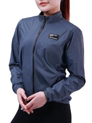 Cycling Jacket for Men Women, Windproof Lightweight Packable Running Windbreaker, Breathable Quick Dry Reflective Biking Coat