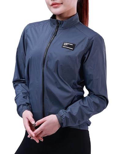 Cycling Jacket for Men Women, Windproof Lightweight Packable Running Windbreaker, Breathable Quick Dry Reflective Biking Coat