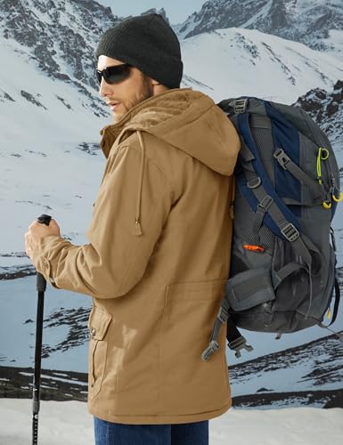 Men's Winter Casual Thicken Multi-Pocket Outwear Jacket Coat With Removable Hood