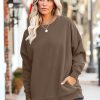 Crewneck Sweatshirts Women Long Sleeve Tops 2025 Fall Fashion Clothes Winter Pullover with Pockets S-2XL