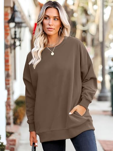 Crewneck Sweatshirts Women Long Sleeve Tops 2025 Fall Fashion Clothes Winter Pullover with Pockets S-2XL