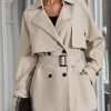 Women's Solid Double Breasted Long Trench Coat Raglan Sleeve Belted Lapel Overcoat