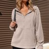 Hoodies for Women Soft Fleece Half Zip Up Hoodie Long Sleeve Casual Pullover Oversized Sweatshirt Hooded Tops