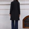 Winter Coat for Women Stand Collar Single Breasted Pea Coat Mid-Long Outwear with Pocket