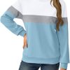 Womens Sweatshirts Cotton Crewneck Tops Long Sleeve Cute Lightweight Fall Winter Loose Casual Pullover with Pockets