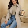 Trench Coat Women Mid Length Classic Double Breasted Lapel Business Casual Fall Jacket Coats Outerwear with Belt