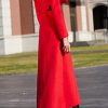 Women's Winter Red Charming Thick Wool Jacket Outwear Long Trench Coat Woolen Coat