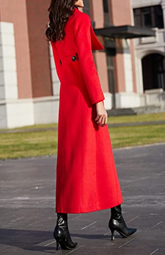 Women's Winter Red Charming Thick Wool Jacket Outwear Long Trench Coat Woolen Coat