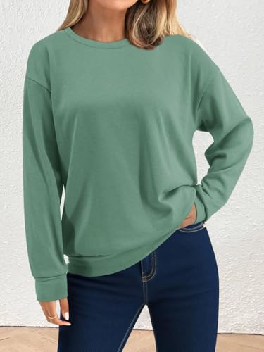 Women Fleece Lined Sweatshirt Casual Crew Neck Pullover Sweatshirt Loose Soft Long Sleeve Fall Winter Sweaters 2026