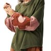 Women's Oversized Sweatshirt Patchwork Crewneck Sweatshirt Floral Boho Long Sleeve Pullover Tops