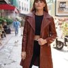 TLC Genuine Long Leather Jacket Women, Stylish and Soft Real Lambskin Leather Trench Coat with Button Design