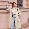 Womens Long Trench Coat Single Breasted Oversized Windproof Overcoat Fashion Outerwear