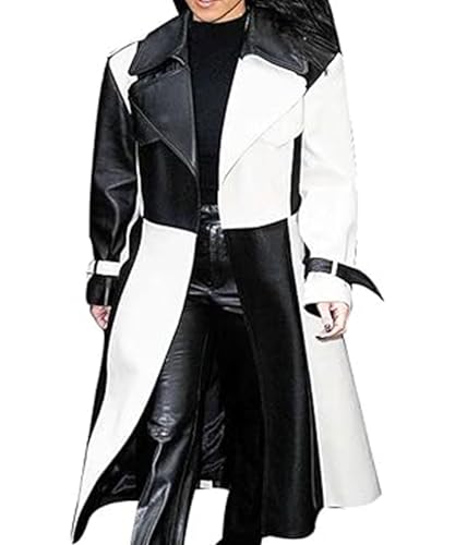 Yolo Jackets Women's Casual Real Lambskin Designer Handmade Two Tone Long Leather Trench Coat Women Full Length Overcoat