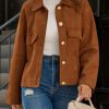 Womens Faux Suede Leather Jackets Cropped Casual Lapel Collar Button Down Oversized Fall Vintage Shackets