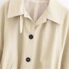 Women's Casual Short Trench Coat Lapel Long Sleeve Single Breasted Lace-Up Jacket Lightweight Outerwear