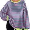 Oversized Sweatshirt for Women 2025 Fall Crewneck Striped Long Sleeve Shirts Hoodies Cute Top Y2K Outfits