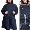 Plus Size Rain Jackets for Women Raincoats Waterproof Windbreaker Jacket Hooded Outdoors Trench Coat with Pockets