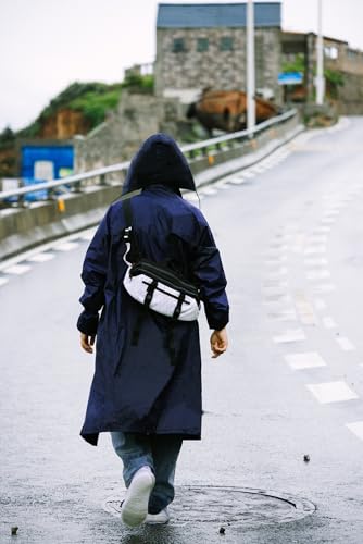 Raincoat for Men Waterproof Long Rain Jacket with Stowable Hood Lightweight Rain Gear Poncho for Unisex