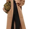 Womens Long Sleeve Maxi Cardigan Open Front Oversized Knitted Sweater Coat Casual Lapel Warm Overcoat with Pockets