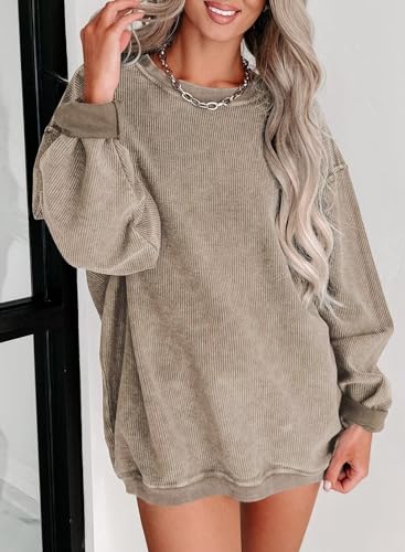 Women's Casual Corduroy Sweatshirts 2025 - Comfortable Long Sleeve Crewneck Pullovers for Fall and Winter