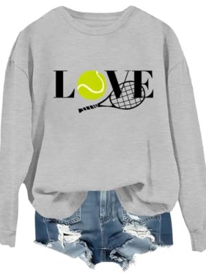 Love Tennis Sweatshirt, Love Tennis Shirt, Cute Tennis Sweatshirts For Women, Gift for Tennis Player