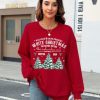 Womens White Christmas Sweatshirt Crewneck Christmas Tree Graphic Shirts Oversized Xmas Pullover Sweater