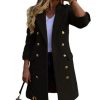 Women's Winter Trench Coat Double Breasted Notched Lapel Peacoat Jacket Casual Long Overcoat