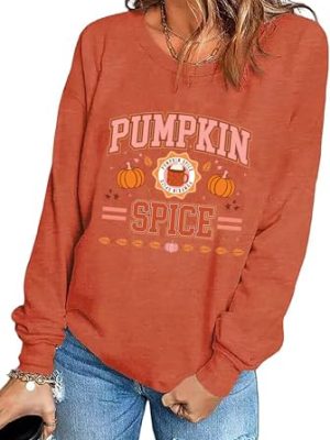 Pumpkin Spice Shirt for Women Thanksgiving Sweatshirt Pumpkin Graphic Hello Fall Pullovers Fall Season Top
