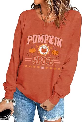Pumpkin Spice Shirt for Women Thanksgiving Sweatshirt Pumpkin Graphic Hello Fall Pullovers Fall Season Top