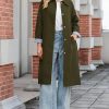 Women's Oversized Trench Coat Single Breasted Windproof Overcoat Classic Button Down Long Jacket