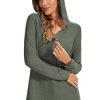 Hoodies for Women Waffle Knit V Neck Oversized Sweatshirt Button Down Drawstring Hooded Pullover Tops for Fall 2025