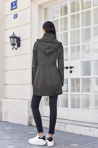 Raincoat Women Waterproof Long Hooded Rain Jacket Trench Coats Windbreaker Travel Jacket