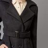 Womens Wool Coat Double Breasted Pea Coat Winter Long Trench Coat with Belt