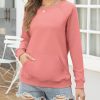 Womens Casual Crew Neck Sweatshirt with Pockets Loose Fit Soft Long Sleeve Lightweight Pullover Tops Fall Clothes