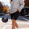 Womens V Neck Oversized Sweatshirts Casual Drop Shoulder Long Sleeve Pullover Tops
